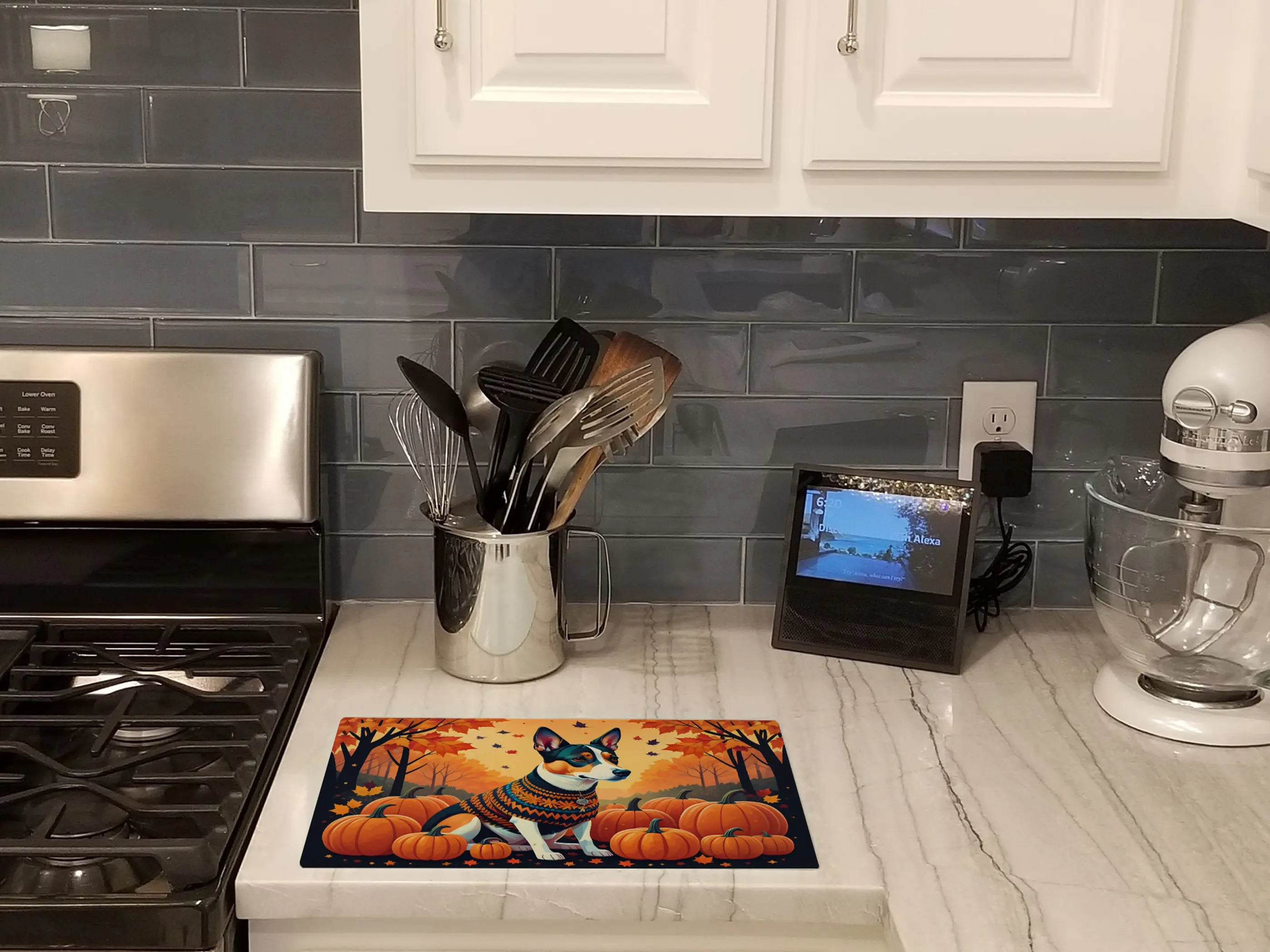 Basenji Fall Glass Cutting Board Caroline's Treasures