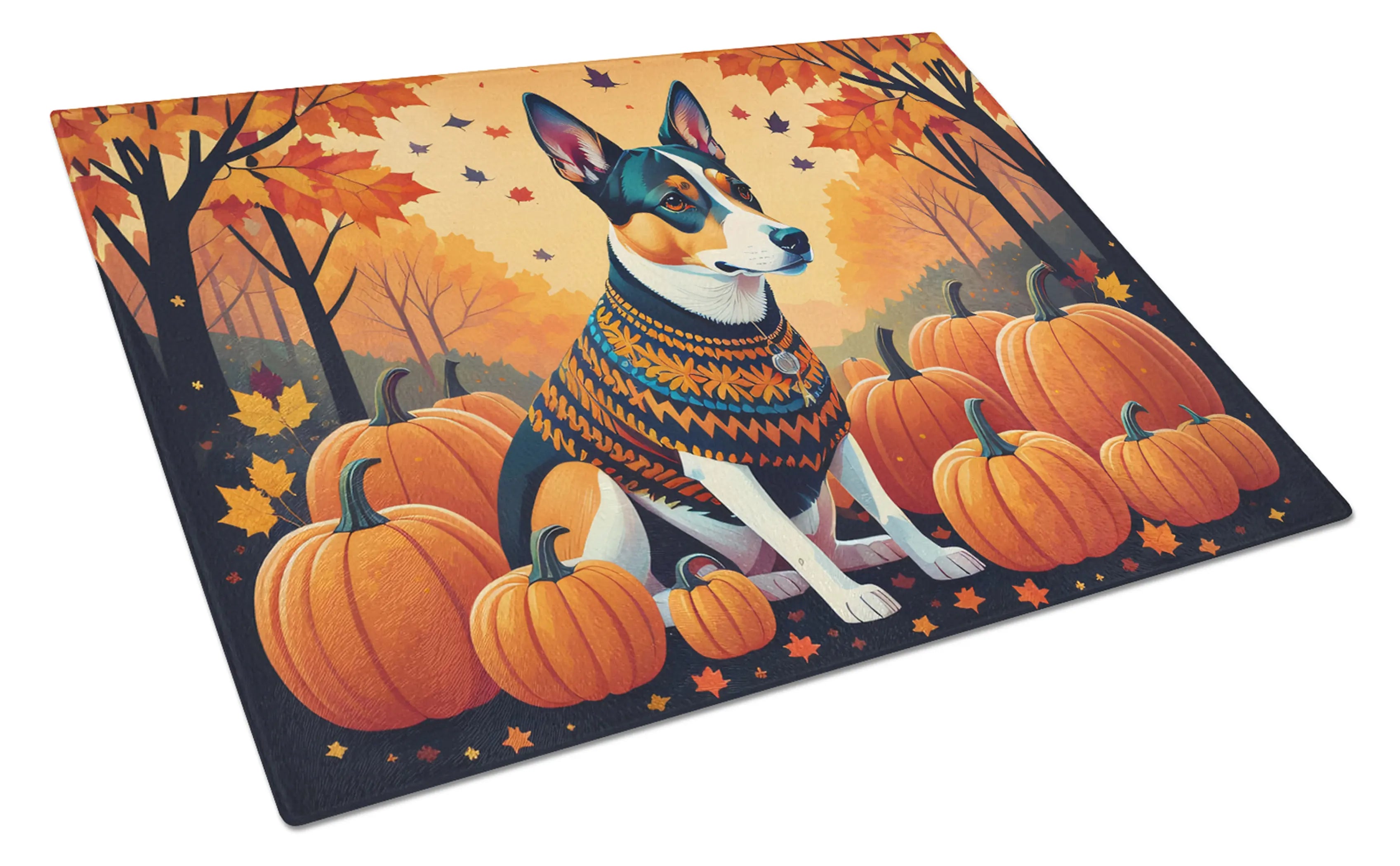 Basenji Fall Glass Cutting Board Caroline's Treasures