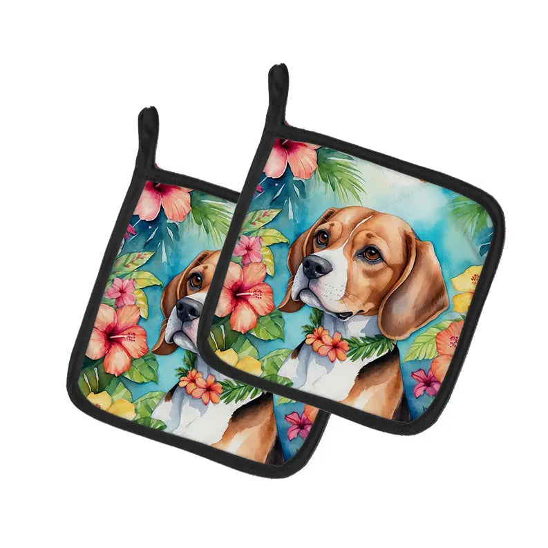 Basenji Luau Pair of Pot Holders Caroline's Treasures