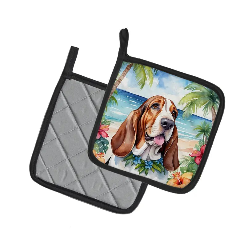 Basenji Luau Pair of Pot Holders Caroline's Treasures