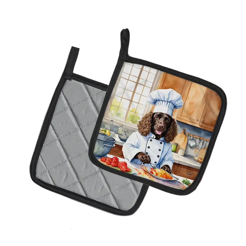 Basenji The Chef Pair of Pot Holders Caroline's Treasures