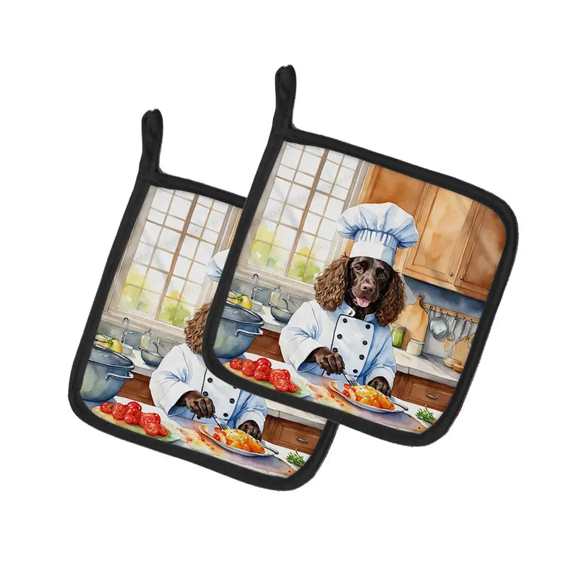 Basenji The Chef Pair of Pot Holders Caroline's Treasures