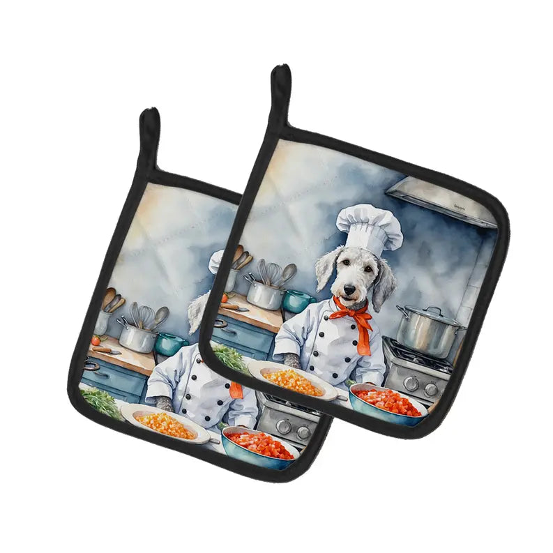 Basenji The Chef Pair of Pot Holders Caroline's Treasures
