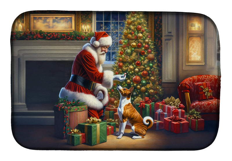 Basenji and Santa Claus Dish Drying Mat Caroline's Treasures
