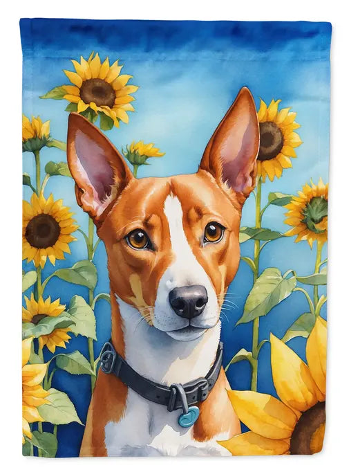 Basenji in Sunflowers Garden Flag Caroline's Treasures