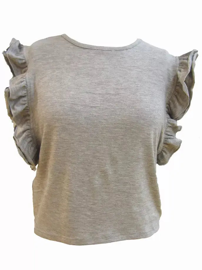 Basics Ruffle Sleeves Top Tru Luv