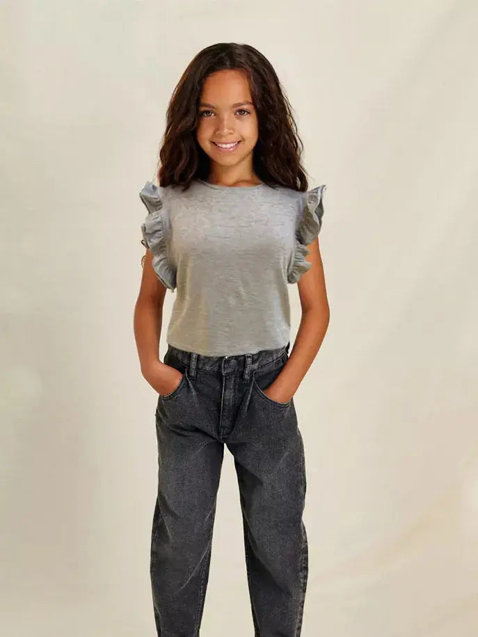 Basics Ruffle Sleeves Top Tru Luv