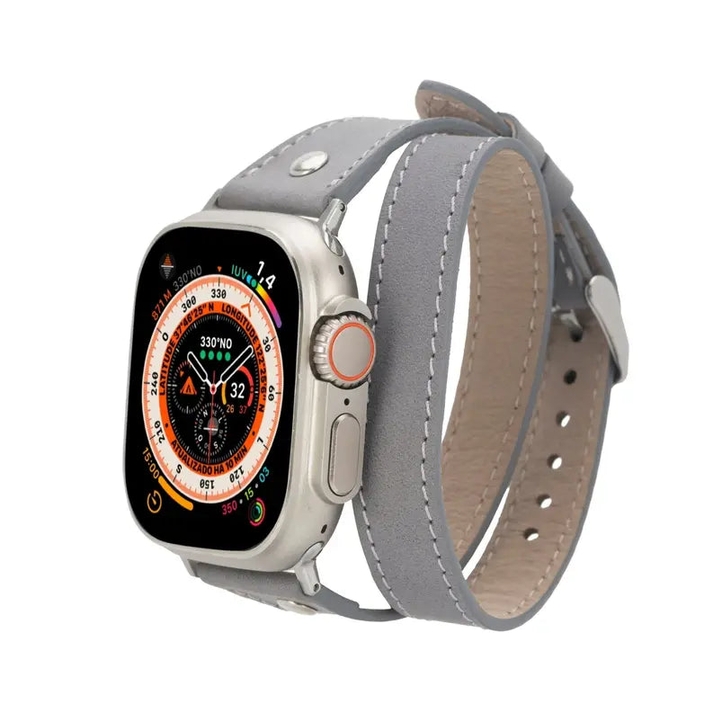 Basin Double Tour Leather Bands for Apple Watch Ultra,8,7 and SE Toronata