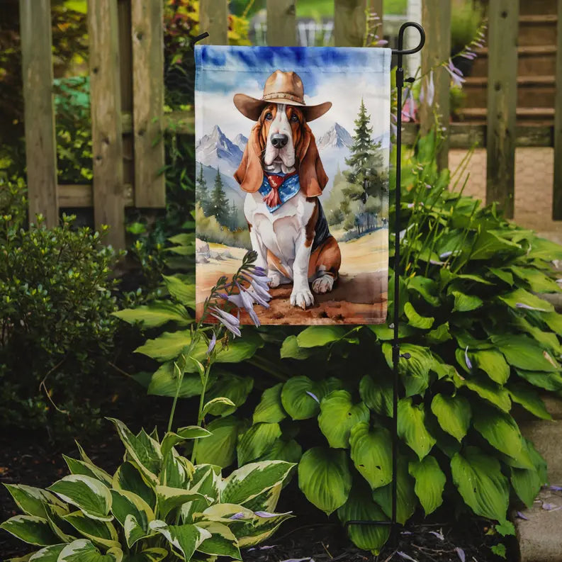 Basset Hound Cowboy Welcome Garden Flag Caroline's Treasures