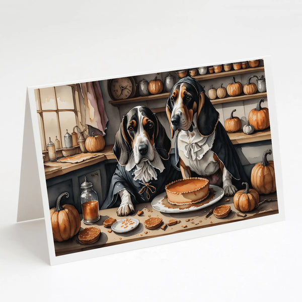Basset Hound Fall Kitchen Pumpkins Greeting Cards Pack of 8 Caroline's Treasures