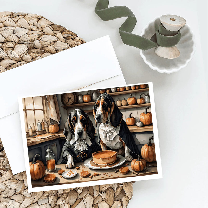 Basset Hound Fall Kitchen Pumpkins Greeting Cards Pack of 8 Caroline's Treasures