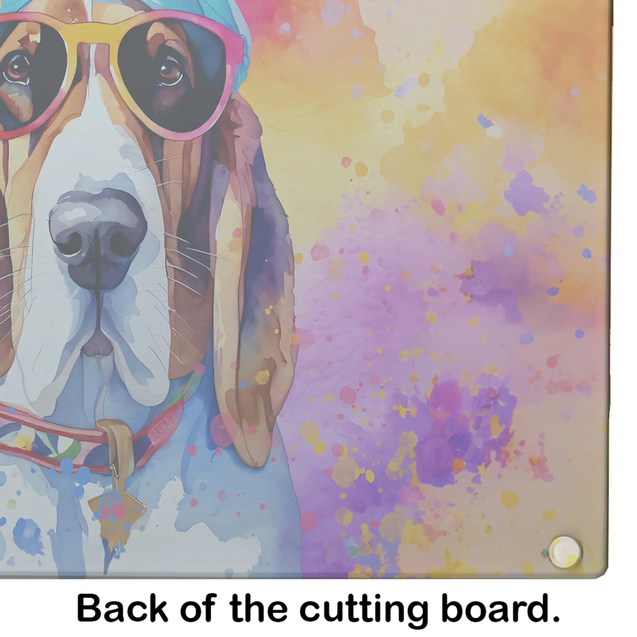 Basset Hound Hippie Dawg Glass Cutting Board Caroline's Treasures