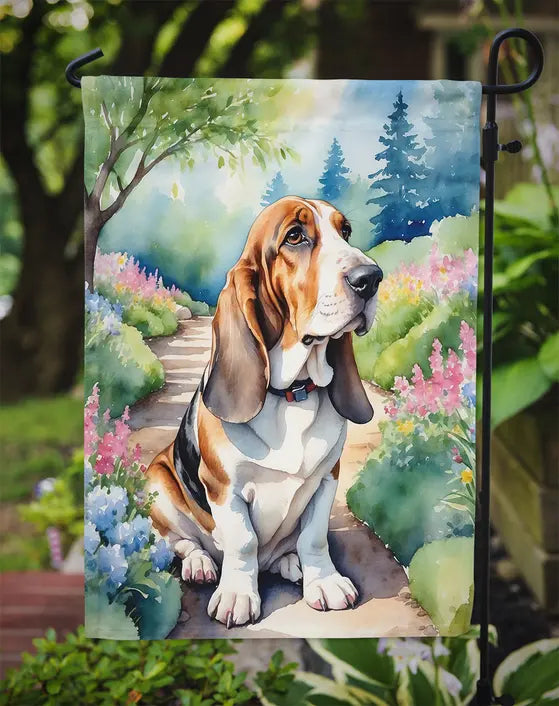 Basset Hound Spring Garden Garden Flag Caroline's Treasures