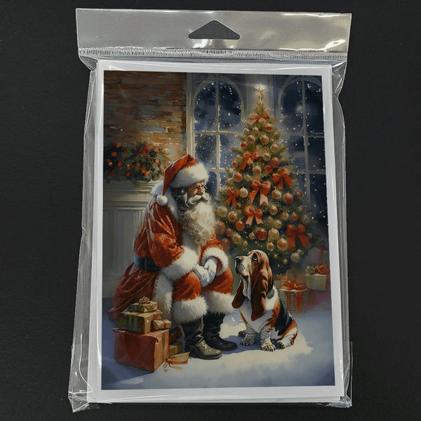 Basset Hound and Santa Claus Greeting Cards Pack of 8 Caroline's Treasures