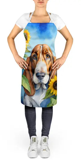 Basset Hound in Sunflowers Apron Caroline's Treasures