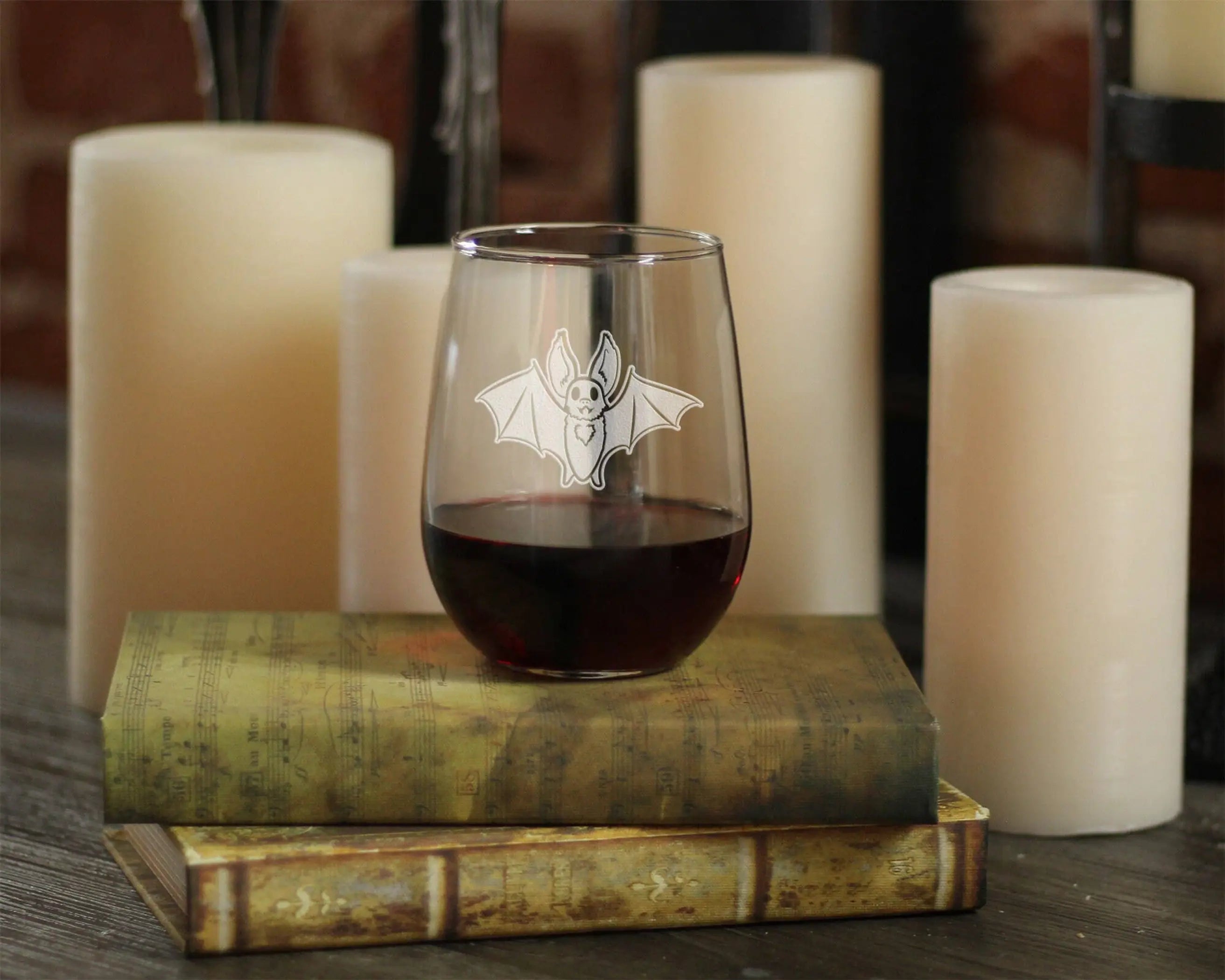 Bat Stemless Wine Glass - Halloween Gifts and Decor Bevvee