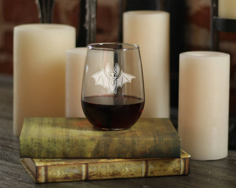 Bat Stemless Wine Glass - Halloween Gifts and Decor Bevvee