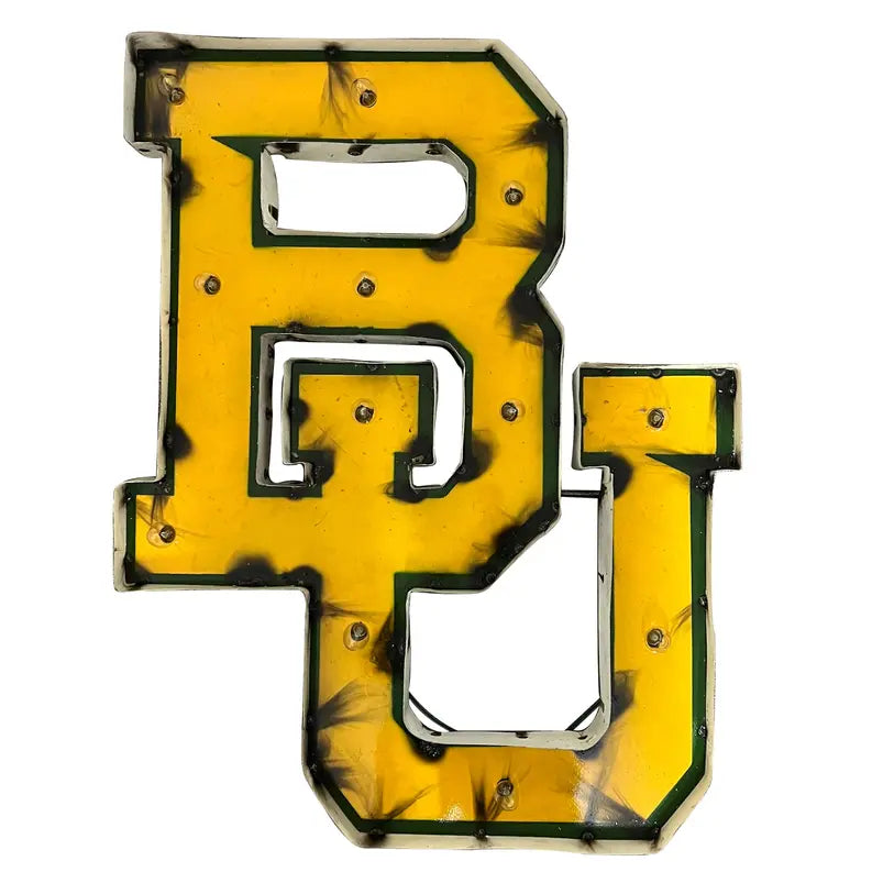 Baylor University "BU" Lighted Recycled Metal Wall Decor LRT SALES