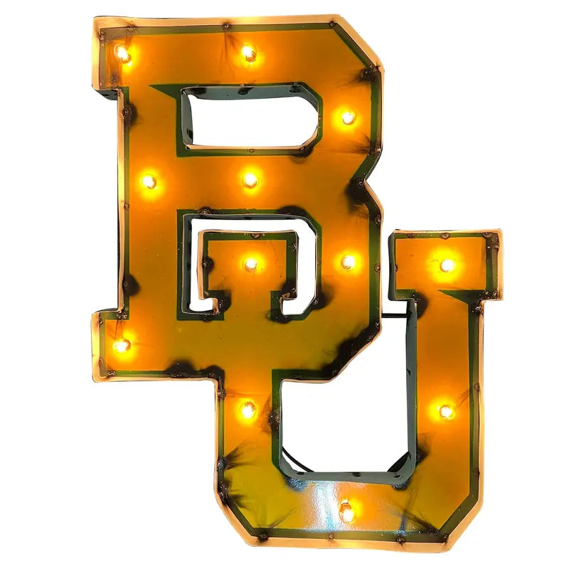 Baylor University "BU" Lighted Recycled Metal Wall Decor LRT SALES