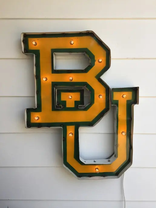 Baylor University "BU" Lighted Recycled Metal Wall Decor LRT SALES