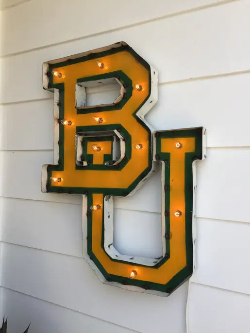 Baylor University "BU" Lighted Recycled Metal Wall Decor LRT SALES