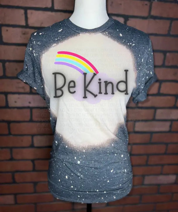 Be Kind Rainbow Bleached Graphic Tee The Blended Owl