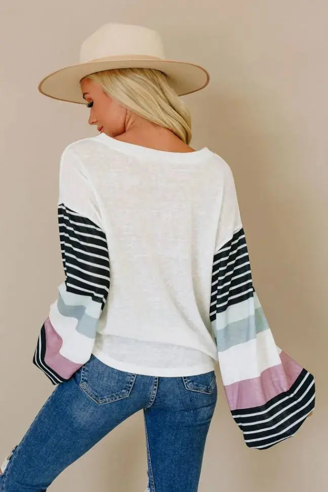 Be The Good Colorblock Knit Top Stay Warm in Style
