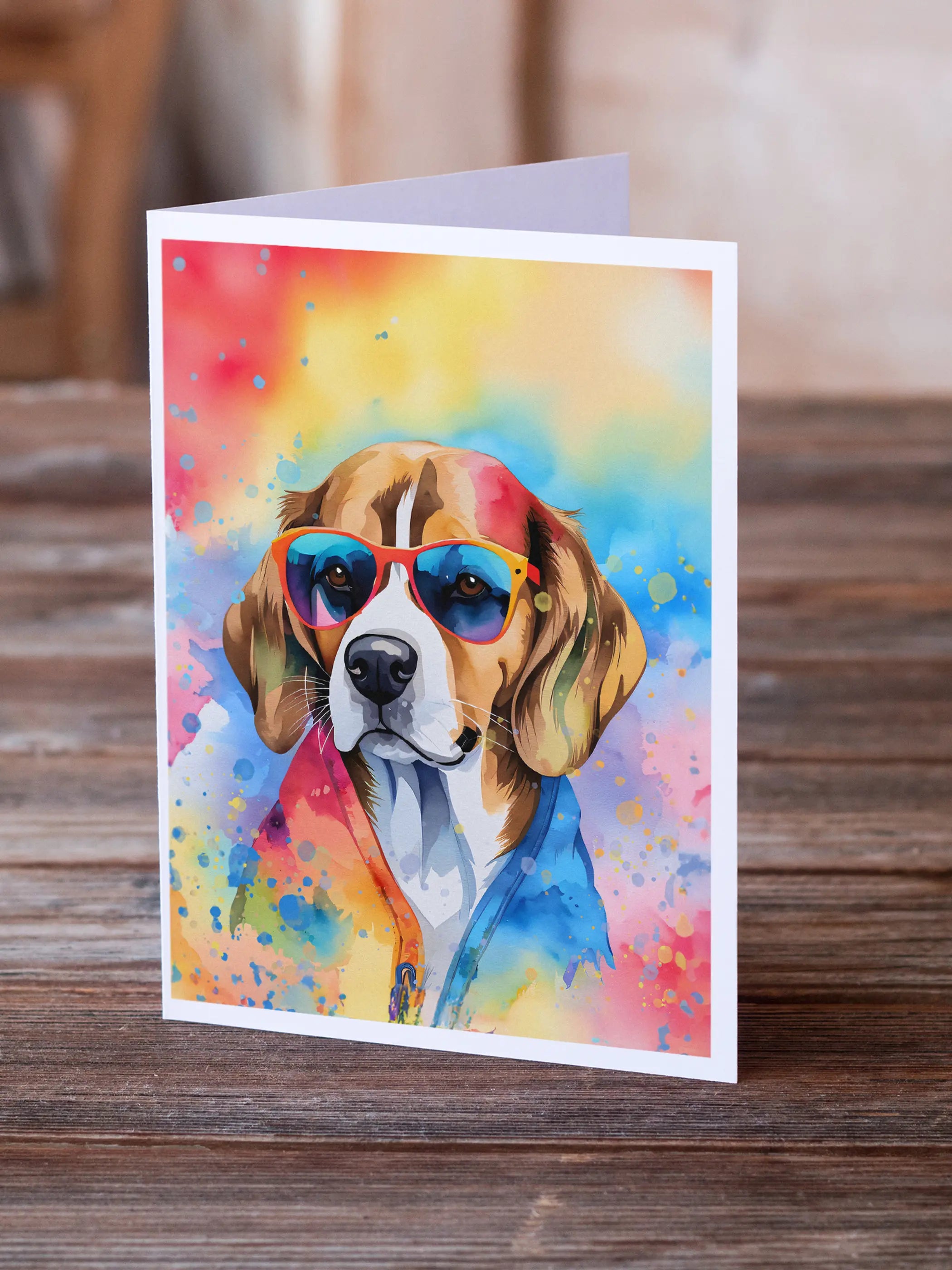 Beagle Hippie Dawg Greeting Cards Pack of 8 Caroline's Treasures