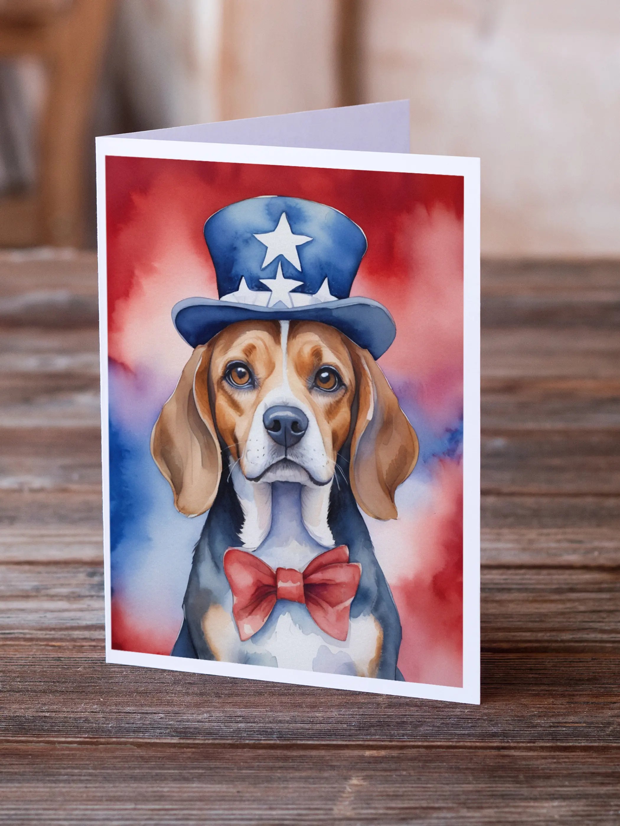 Beagle Patriotic American Greeting Cards Pack of 8 Caroline's Treasures