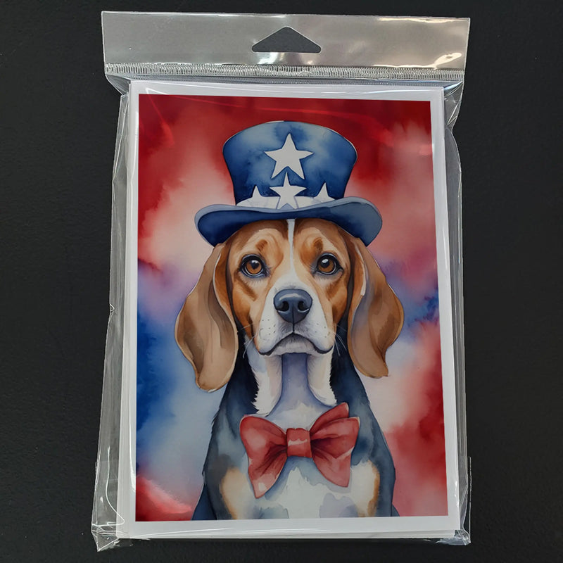 Beagle Patriotic American Greeting Cards Pack of 8 Caroline's Treasures