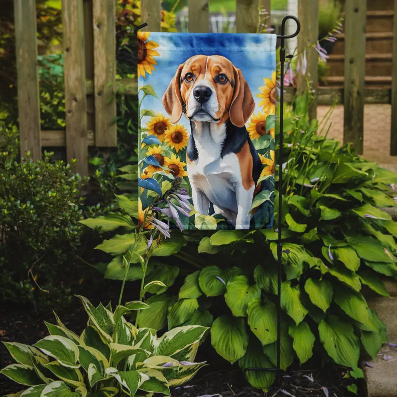 Beagle in Sunflowers Garden Flag Caroline's Treasures