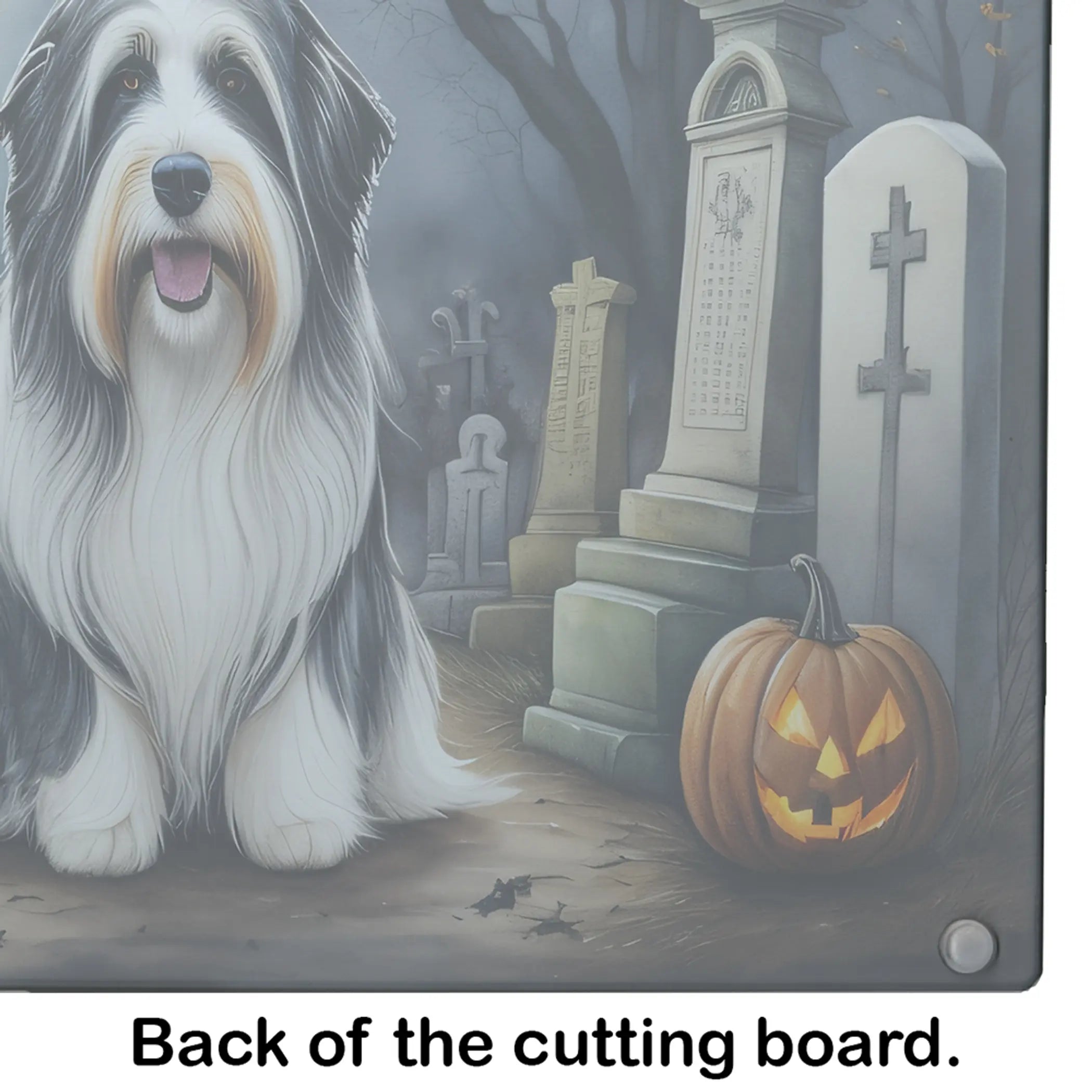 Bearded Collie Spooky Halloween Glass Cutting Board Caroline's Treasures