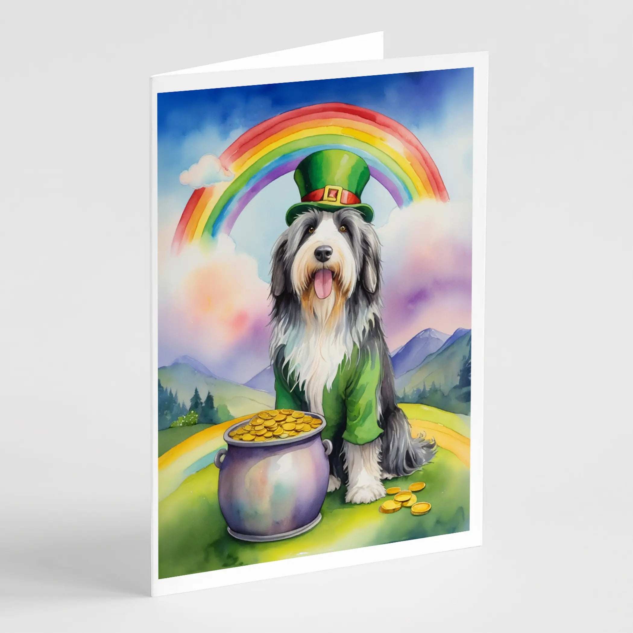 Bearded Collie St Patrick's Day Greeting Cards Pack of 8 Caroline's Treasures