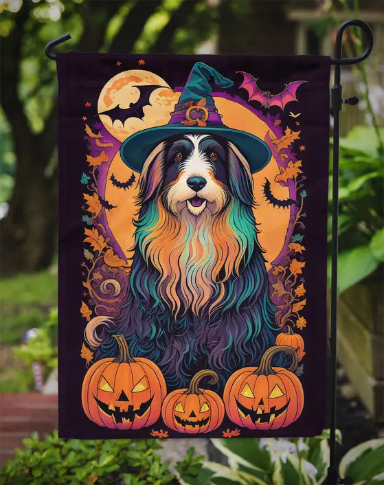Bearded Collie Witchy Halloween Garden Flag Caroline's Treasures