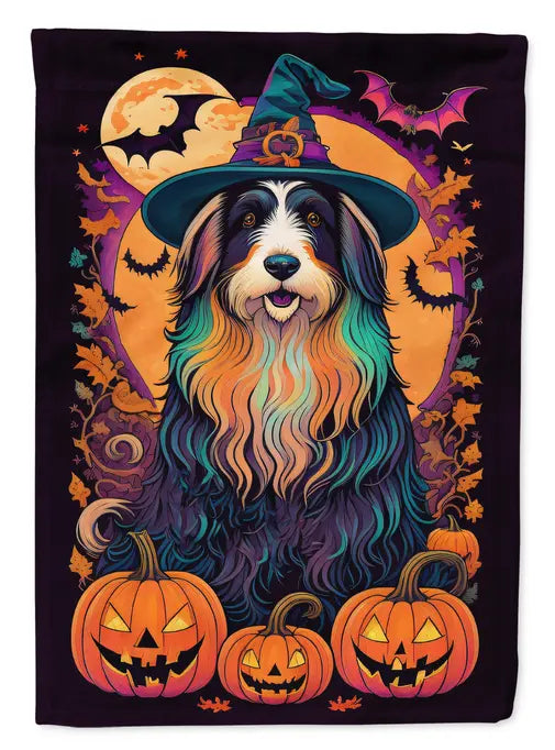 Bearded Collie Witchy Halloween Garden Flag Caroline's Treasures