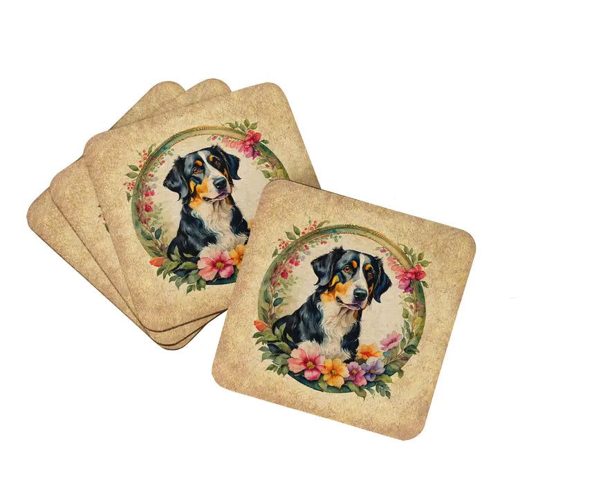 Bearded Collie and Flowers Pair of Pot Holders Caroline's Treasures