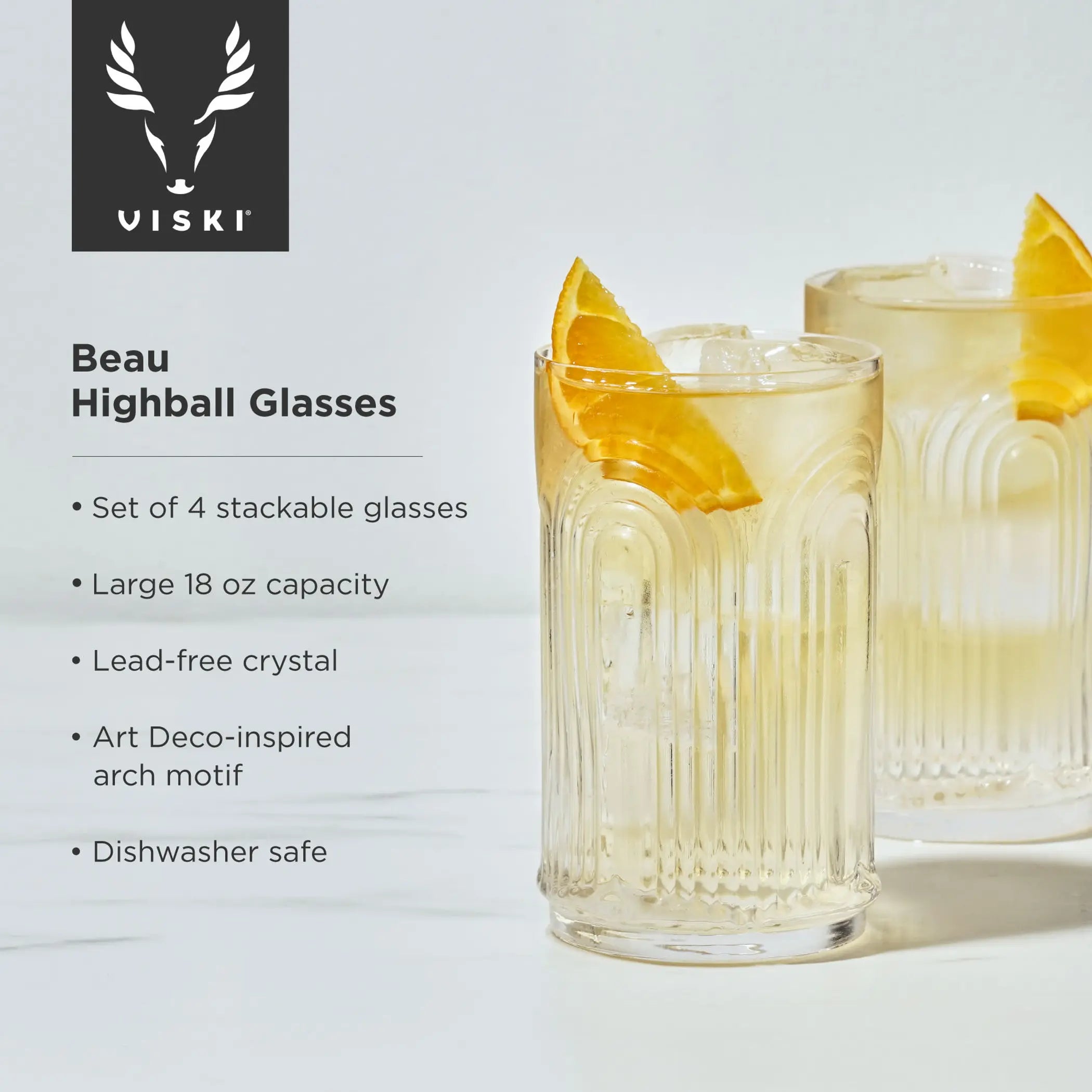 Beau Highball Glasses by Viski (set of 4) Viski