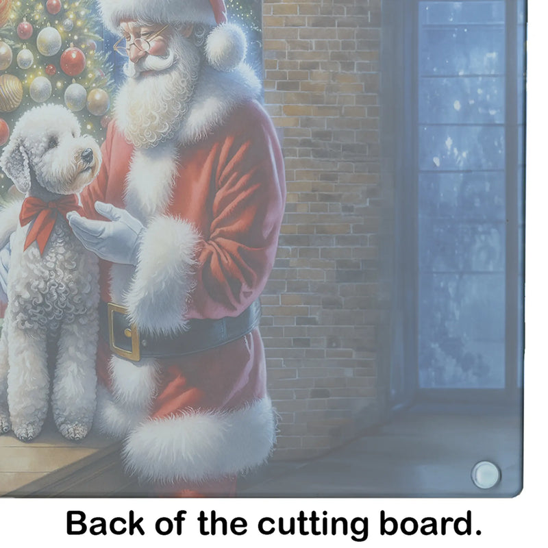 Bedlington Terrier and Santa Claus Glass Cutting Board Caroline's Treasures