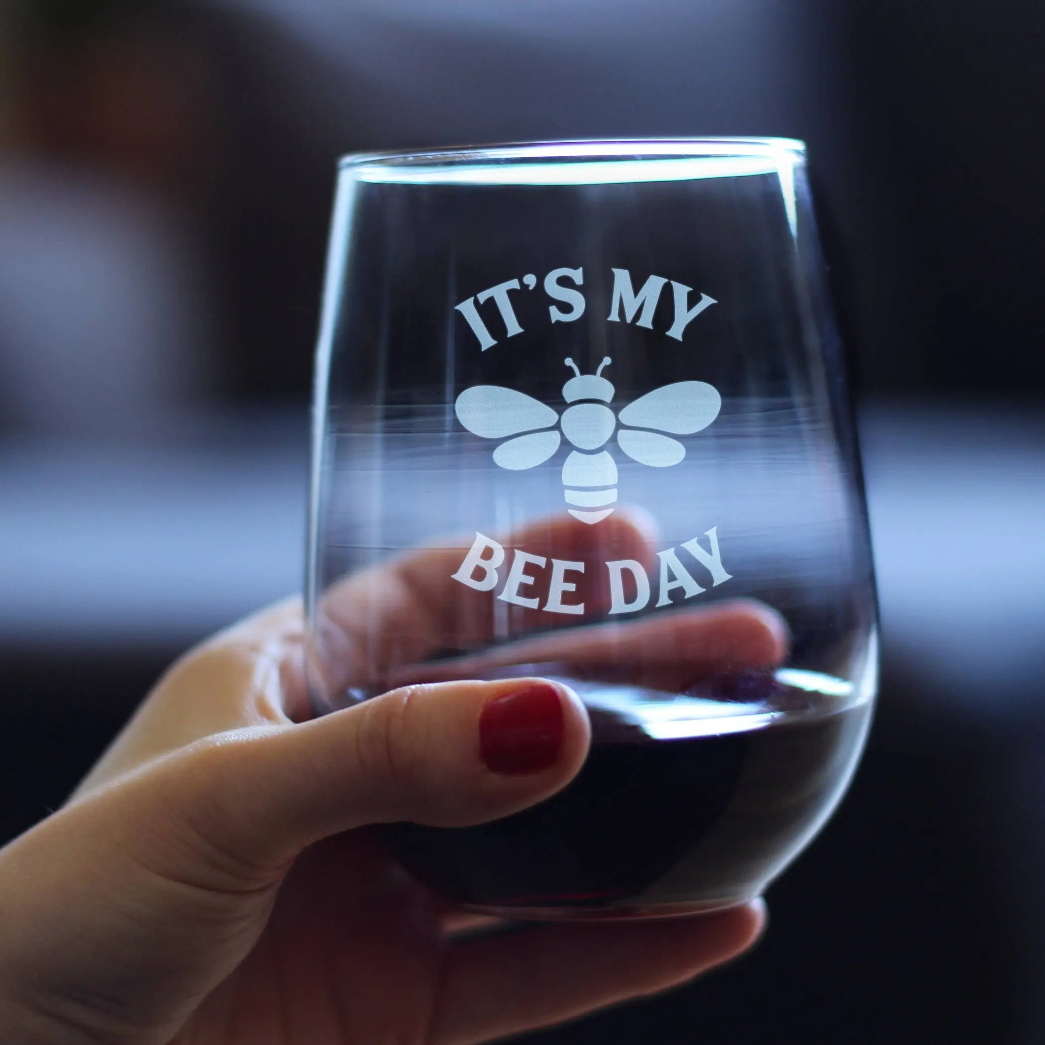 Bee Day Stemless Wine Glass - Honey Bee Birthday Gifts Bevvee