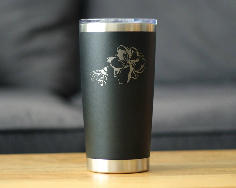 Bee Flower Insulated Travel Tumbler - Garden Gifts and Decor Bevvee