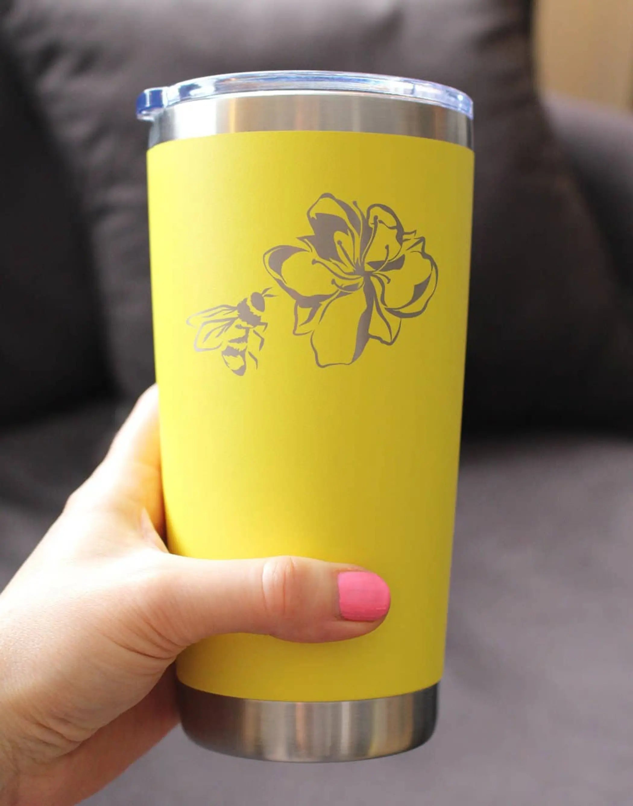 Bee Flower Insulated Travel Tumbler - Garden Gifts and Decor Bevvee