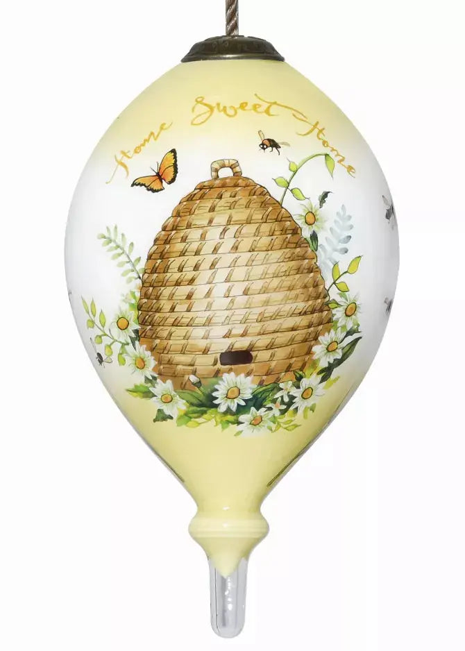 Beehive Home Sweet Home Hand Painted Glass Ornament Inner Beauty Gifts