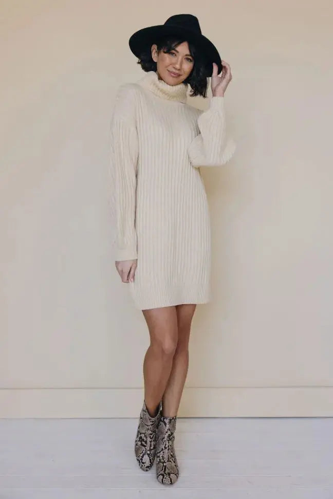 Behind The Scenes Sweater Dress Stay Warm in Style