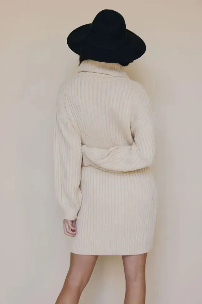 Behind The Scenes Sweater Dress Stay Warm in Style