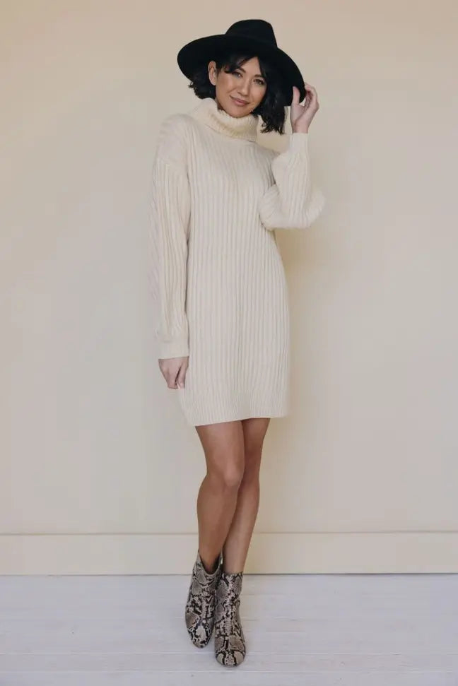 Behind The Scenes Sweater Dress Stay Warm in Style