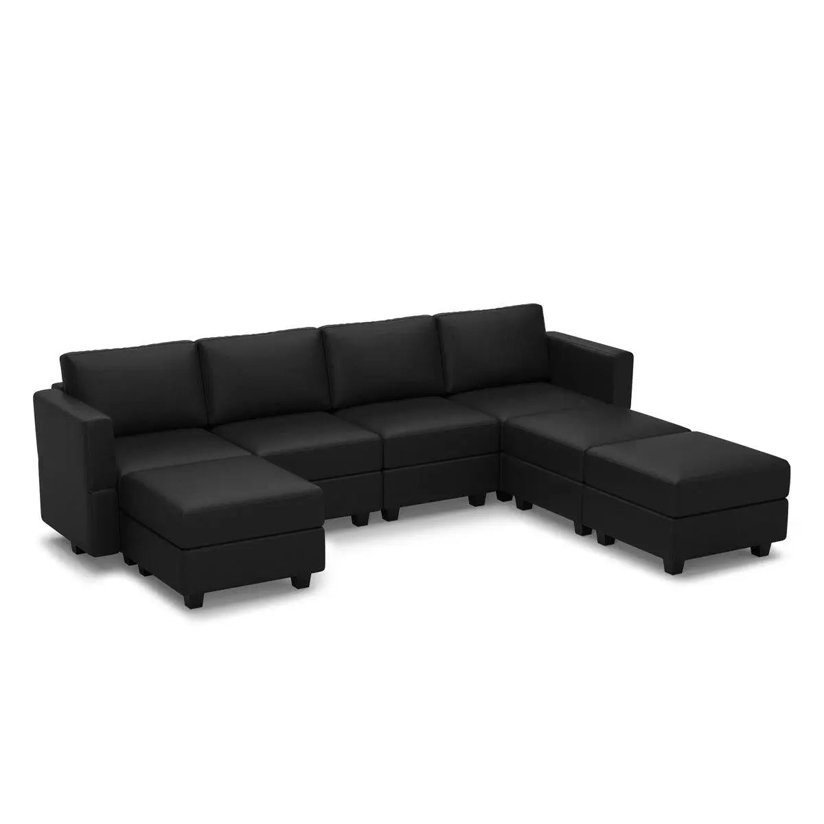 Beige Faux Leather Modular U Shaped Eight Piece Corner Sectional Homeroots Living Room