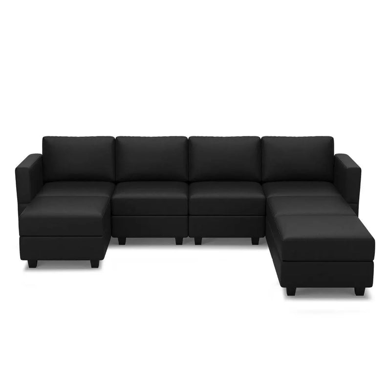 Beige Faux Leather Modular U Shaped Eight Piece Corner Sectional Homeroots Living Room