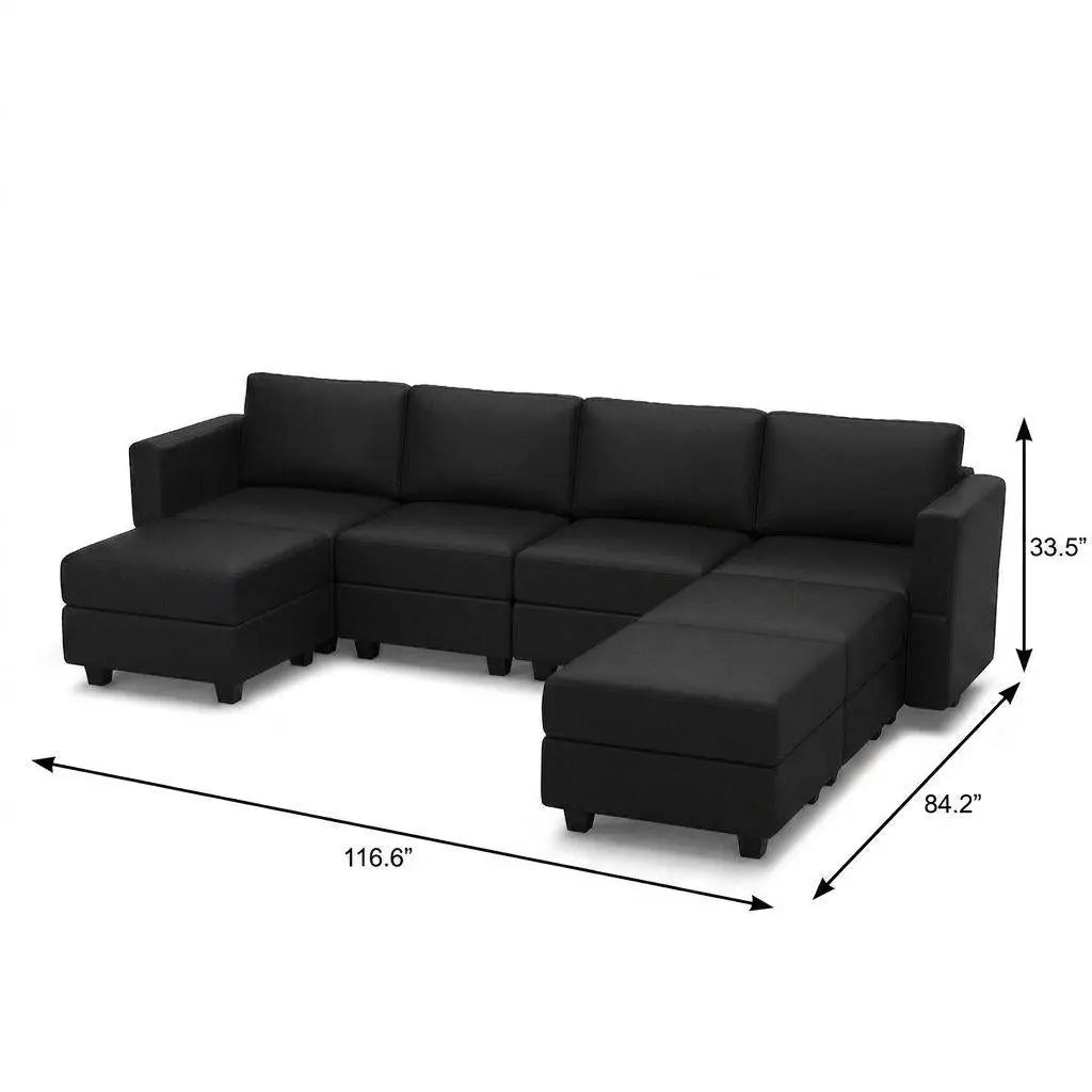 Beige Faux Leather Modular U Shaped Eight Piece Corner Sectional Homeroots Living Room