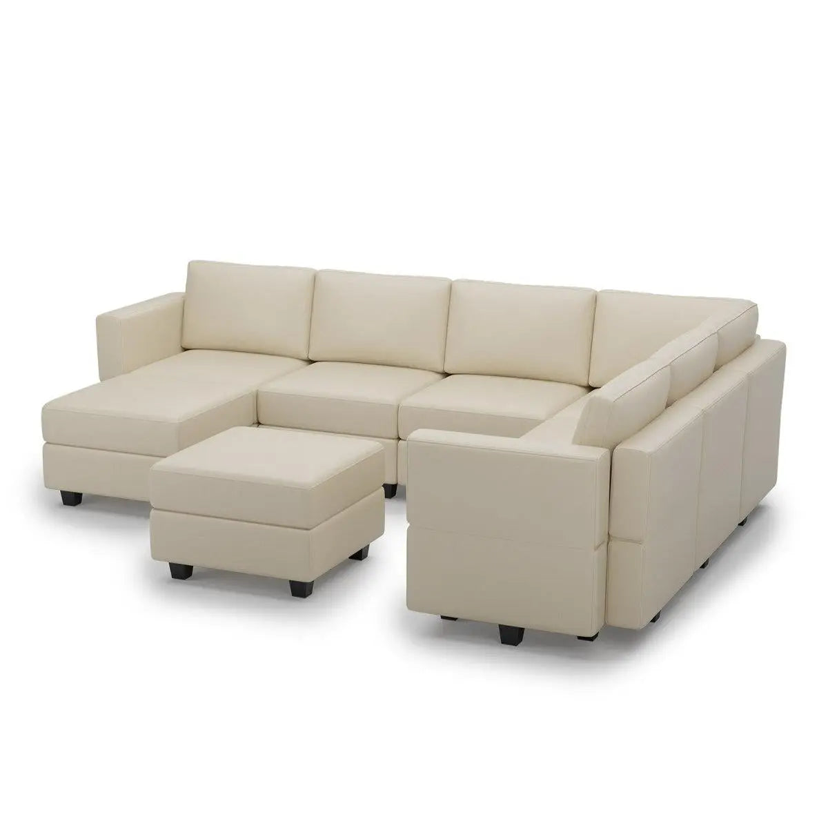 Beige Faux Leather Modular U Shaped Nine Piece Corner Sectional Homeroots Living Room