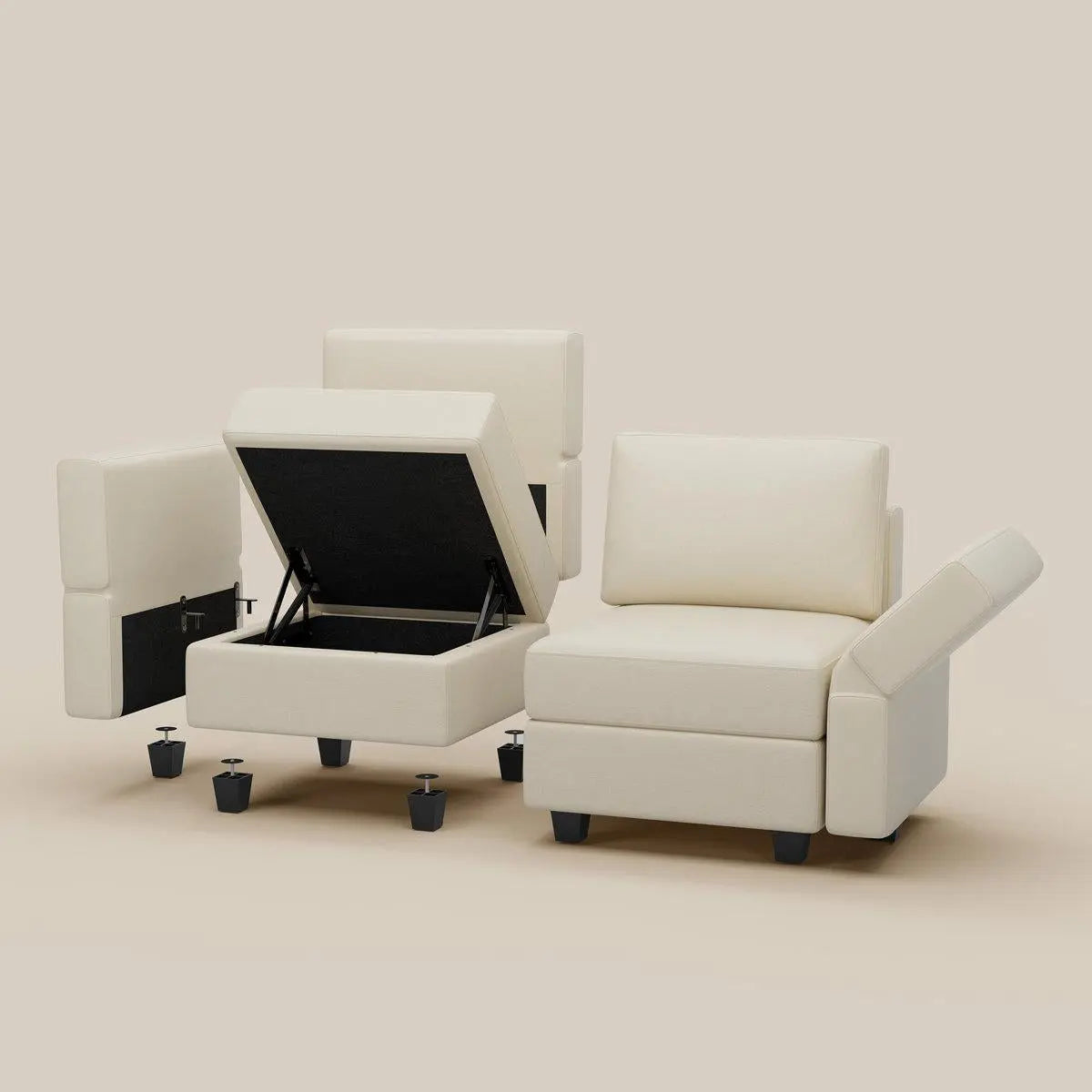 Beige Faux Leather Modular U Shaped Nine Piece Corner Sectional Homeroots Living Room